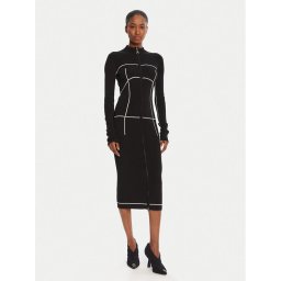 Patrizia Pepe Плетена рокля 8A1522 K265 FG09 Черен Regular Fit