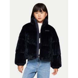 Tommy Hilfiger Кожено палто New York KG0KG08369 Тъмносин Loose Fit