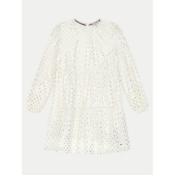 Tommy Hilfiger Елегантна рокля Foil Star Dress Ls KG0KG08210 Екрю Regular Fit