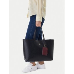 Tommy Hilfiger Дамска чанта Th Icon Tote Mono AW0AW18174 Тъмносин