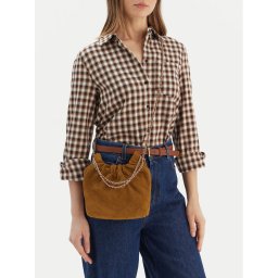 Tory Burch Дамска чанта Fleming Suede Mini Hobo Bag 166066 Кафяв