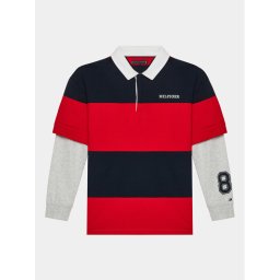 Tommy Hilfiger Суитшърт Rugby Stripe Polo L/S KB0KB08736 Червен Regular Fit