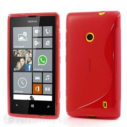 Силиконов калъф за Nokia Lumia 520 със S-образен дизайн - червен