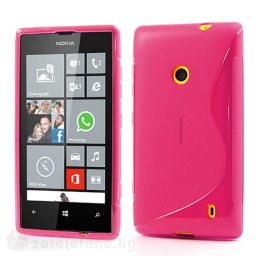 Силиконов калъф за Nokia Lumia 520 със S-образен дизайн - ярко розов
