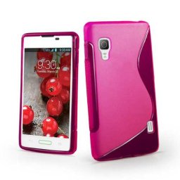 Силиконов калъф за LG Optimus L5 със S-образен дизайн - ярко розов