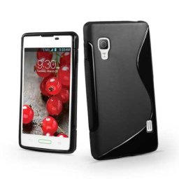 Силиконов калъф за LG Optimus L5 със S-образен дизайн - черен