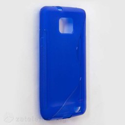 Силиконов калъф за Samsung Galaxy S2 със S-образен дизайн - тъмно син