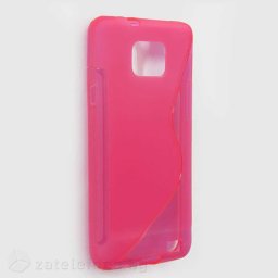Силиконов калъф за Samsung Galaxy S2 със S-образен дизайн - розов