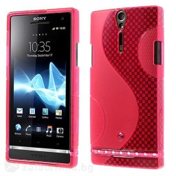 Силиконов калъф за Sony Xperia S със S-образен дизайн - ярко розов