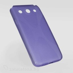 Силиконов калъф за LG Optimus G Pro със X-образен дизайн - лилав