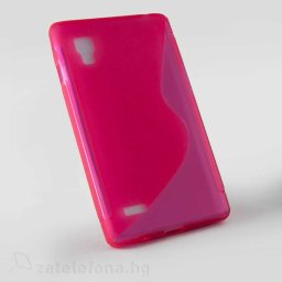 Силиконов калъф за LG Optimus L9 със S-образен дизайн - ярко розов