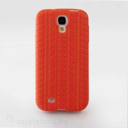 Силиконов калъф с релеф на гума за Samsung Galaxy S4/S4 VE - оранжев