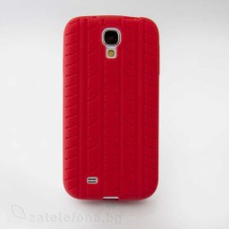 Силиконов калъф с релеф на гума за Samsung Galaxy S4/S4 VE - червен