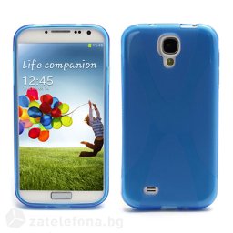 Силиконов калъф за Samsung Galaxy S4 с X-образен дизайн - син