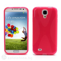 Силиконов калъф за Samsung Galaxy S4 с X-образен дизайн - ярко розов