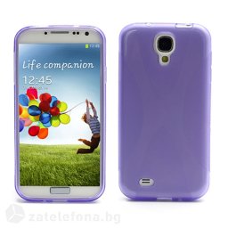 Силиконов калъф за Samsung Galaxy S4 с X-образен дизайн - лилав