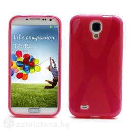 Силиконов калъф за Samsung Galaxy S4 с X-образен дизайн - червен
