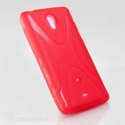 Силиконов калъф за Sony Xperia T с X-образен дизайн - червен