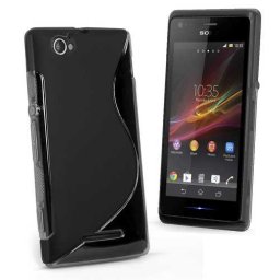 Силиконов калъф за Sony Xperia M със S-образен дизайн - черен