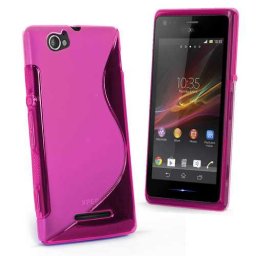 Силиконов калъф за Sony Xperia M със S-образен дизайн - ярко розов