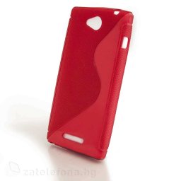 Силиконов калъф за Sony Xperia C със S-образен дизайн - червен