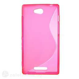 Силиконов калъф за Sony Xperia C със S-образен дизайн - ярко розов