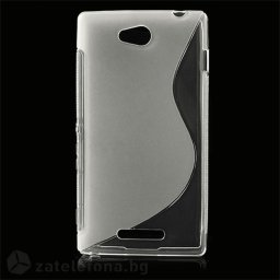 Силиконов калъф за Sony Xperia C със S-образен дизайн - прозрачен