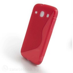 Силиконов калъф за Samsung Galaxy Core I8260 със S-образен дизайн - червен
