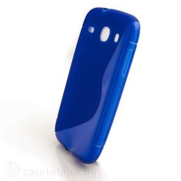 Силиконов калъф за Samsung Galaxy Core I8260 със S-образен дизайн - тъмно син