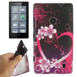 Силиконов калъф за Nokia Lumia 520 - черен със сърце