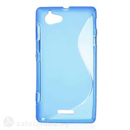 Силиконов калъф за Sony Xperia L със S-образен дизайн - тъмно син