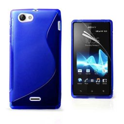 Силиконов калъф за Sony Xperia J със S-образен дизайн - тъмно син