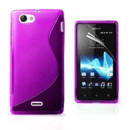 Силиконов калъф за Sony Xperia J със S-образен дизайн - лилав