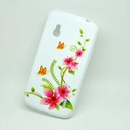 Силиконов калъф за LG Nexus 4 - с розови цветя