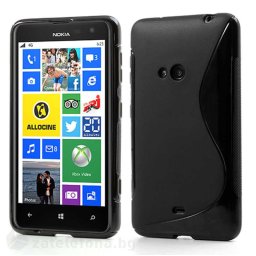 Силиконов калъф за Nokia Lumia 625 със S-образен дизайн - черен