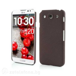 Пластмасов калъф за LG Optimus G Pro с пясъчна текстура - кафяв