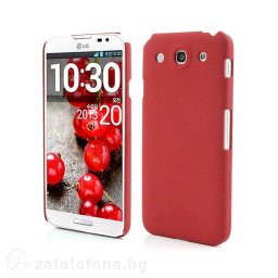 Пластмасов калъф за LG Optimus G Pro с пясъчна текстура - червен