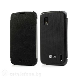 Тънък калъф страничен flip за LG Nexus 4 – черен