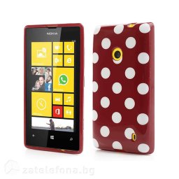 Силиконов калъф за Nokia Lumia 520 на точки - червен
