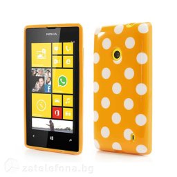 Силиконов калъф за Nokia Lumia 520 на точки - оранжев