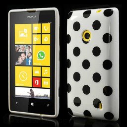 Силиконов калъф за Nokia Lumia 520 на точки - бял