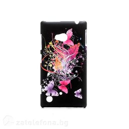 Пластмасов калъф за Nokia Lumia 720 - с шарени пеперуди