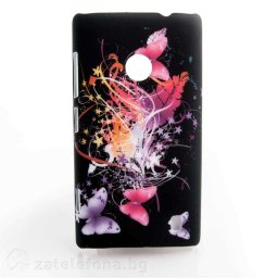 Пластмасов калъф за Nokia Lumia 520 - с шарени пеперуди
