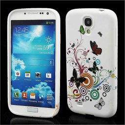 Силиконов калъф за Samsung Galaxy S4/S4 VE - бял на пеперуди