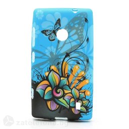 Силиконов калъф за Nokia Lumia 520 - син с флорални елементи