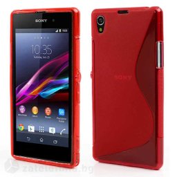 Силиконов калъф за Sony Xperia Z1 със S-образен дизайн - червен
