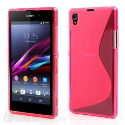 Силиконов калъф за Sony Xperia Z1 със S-образен дизайн - ярко розов
