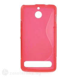 Силиконов калъф за Sony Xperia E1 със S-образен дизайн - червен