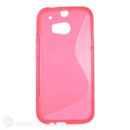 Силиконов калъф за HTC One M8 със S-образен дизайн - ярко розов