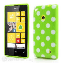 Силиконов калъф за Nokia Lumia 520 на точки - зелен